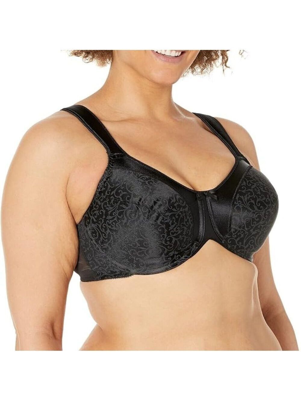 Bali Satin Tracings Minimizer Bra Style DF3562 Black 34D NWT